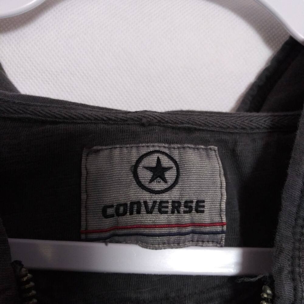Vintage Y2k Converse All Star Slub Cotton Full Zip Hoodie Grey Size L - Picture 6 of 10